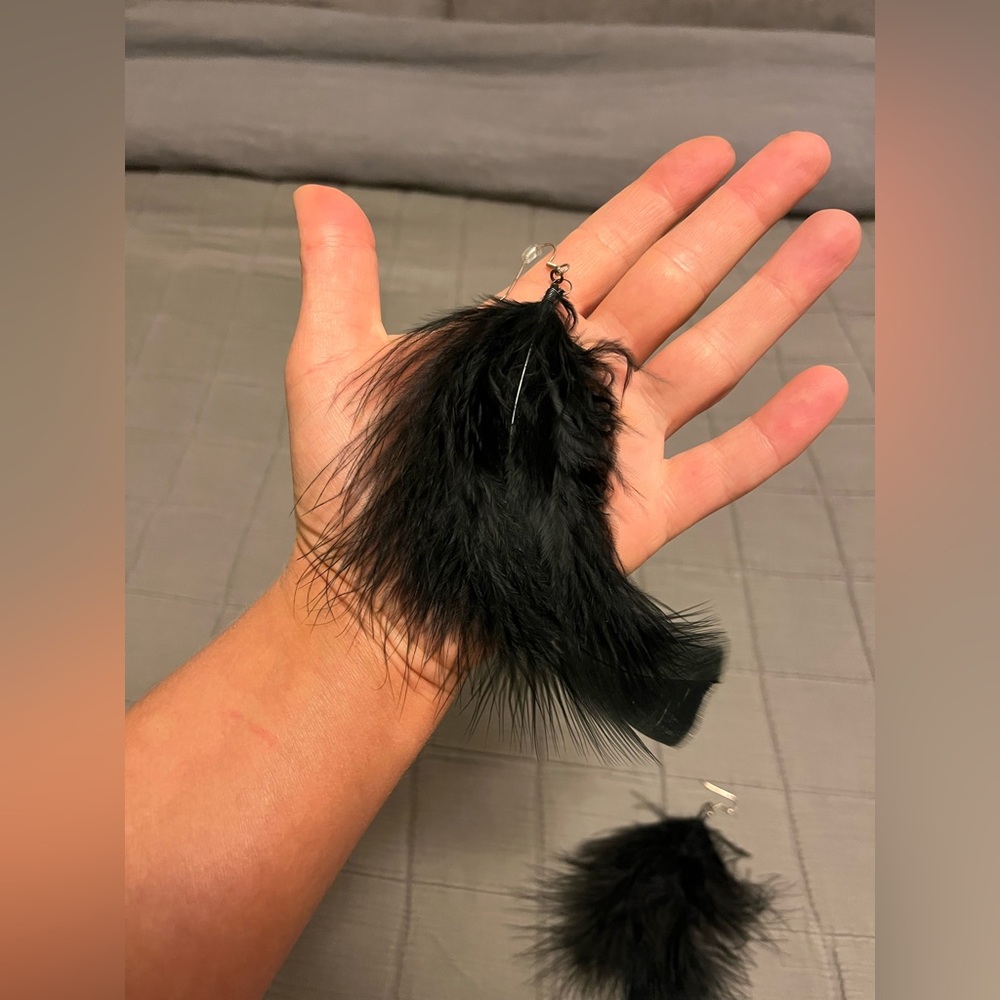 Black feather earrings